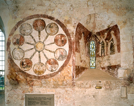 fresco on the wall of the Church of St. Mary in Kempley